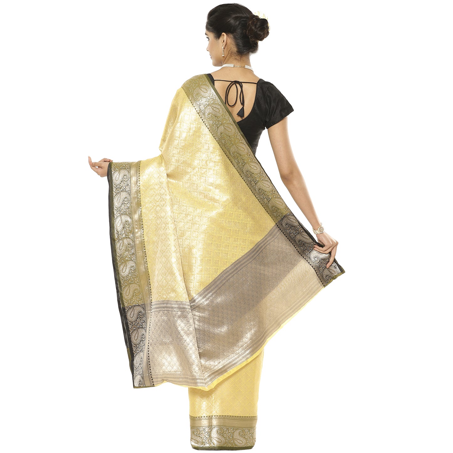 Yellow Kanchi Silk Banarasi Sarees For Women GEBE8