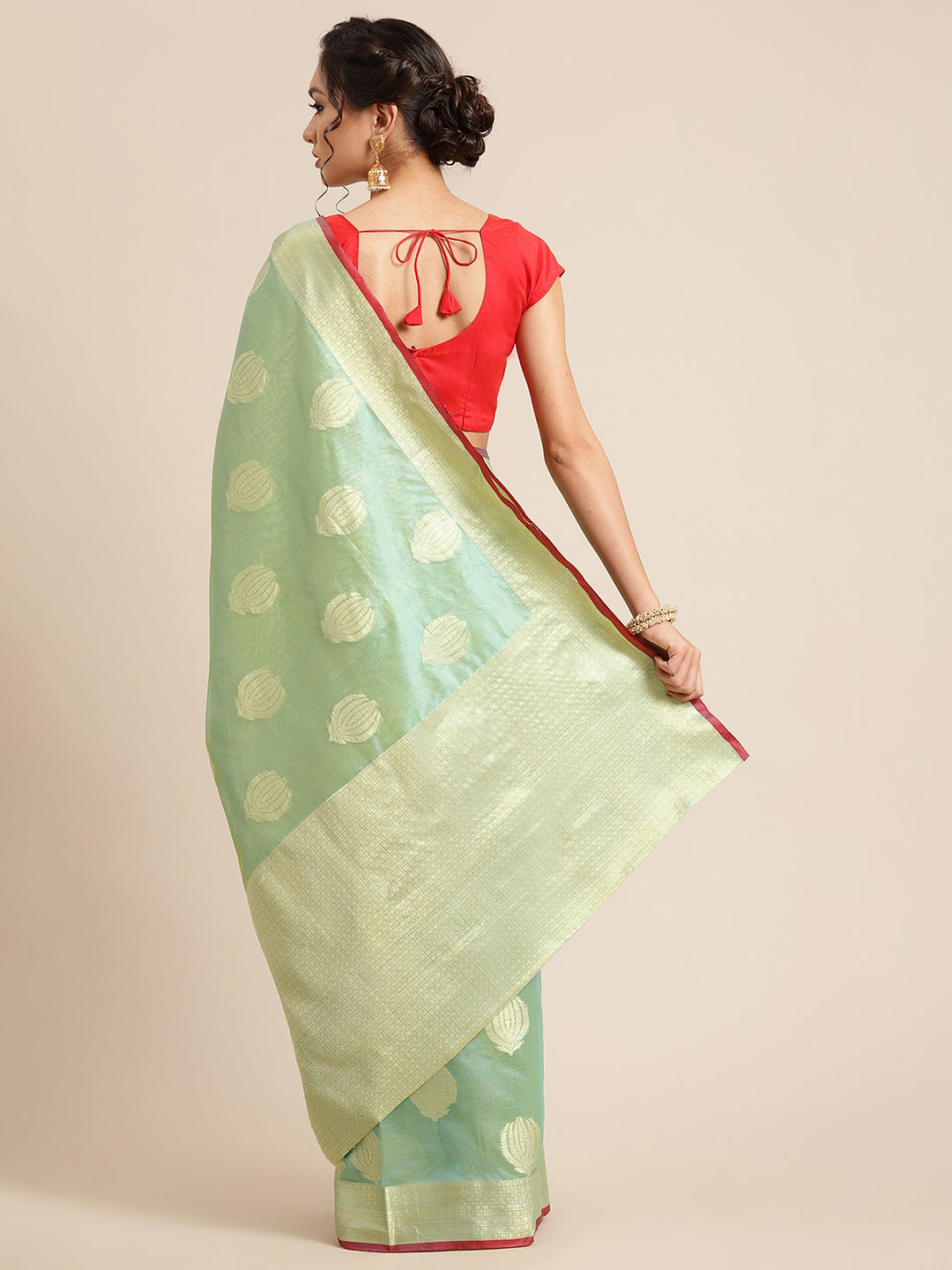 Sea Green Bright Silk Banarasi Sarees For Women GEBRTSLK_8