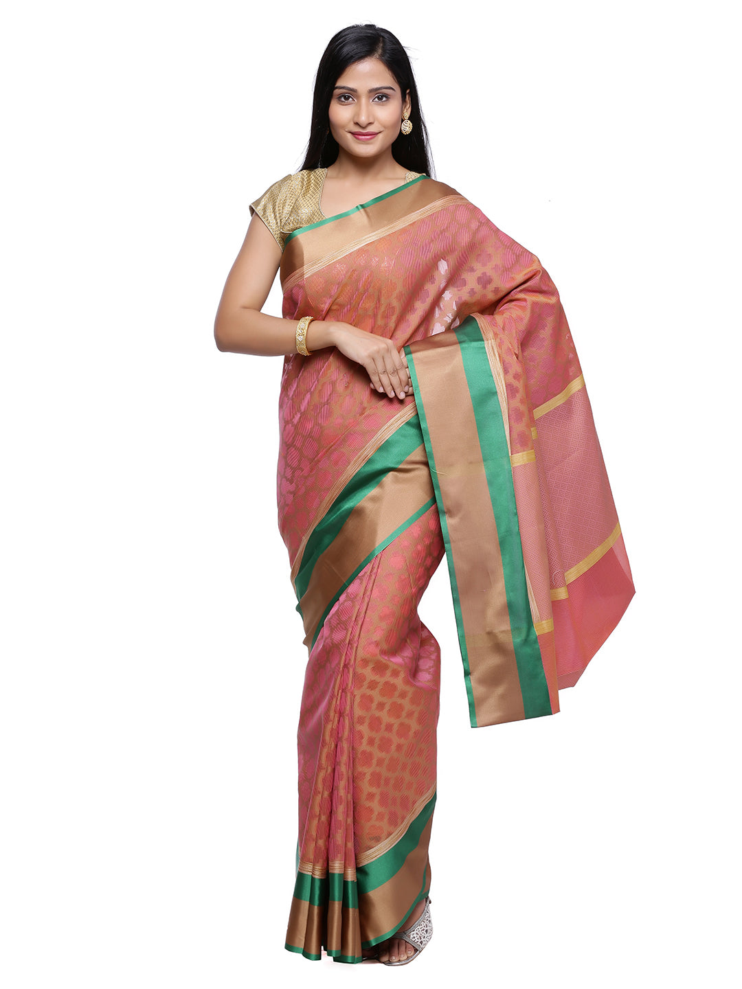 Faishana Presents Women's Pink Art Silk Saree With Blouse Piece
