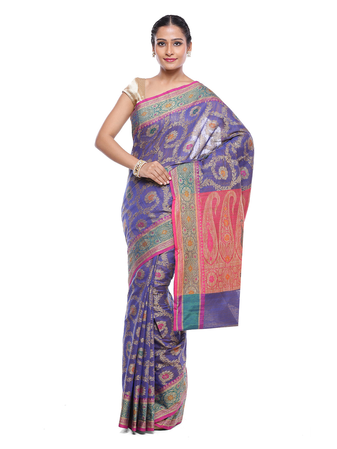 Faishana Presents Women's Blue Art Silk Saree With Blouse Piece
