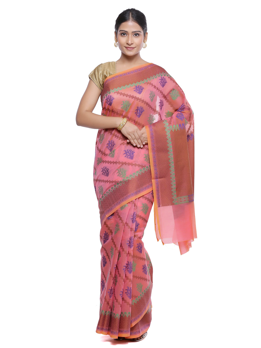 Faishana Presents Women's Pink Art Silk Saree With Blouse Piece