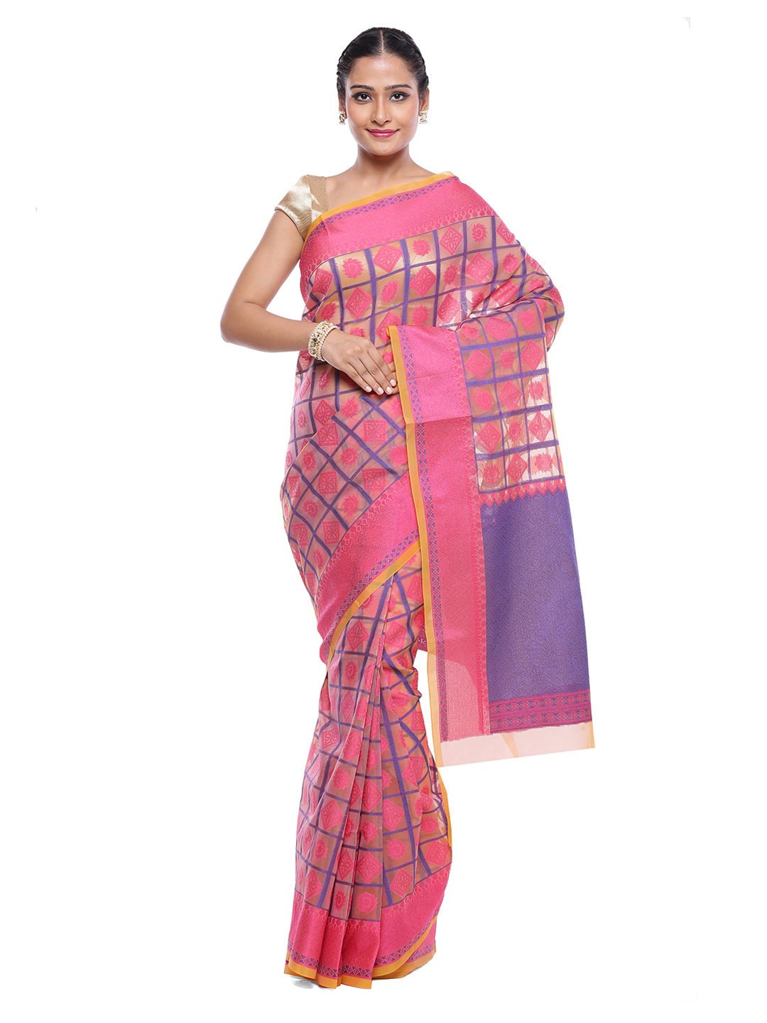Faishana Presents Women's Pink Art Silk Saree With Blouse Piece