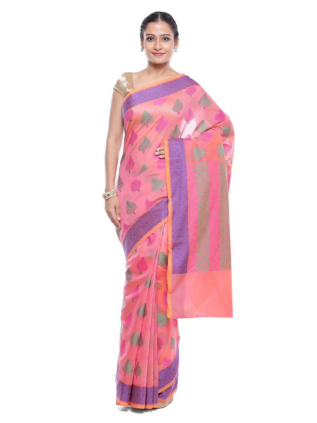 Faishana Presents Women's Pink Art Silk Saree With Blouse Piece