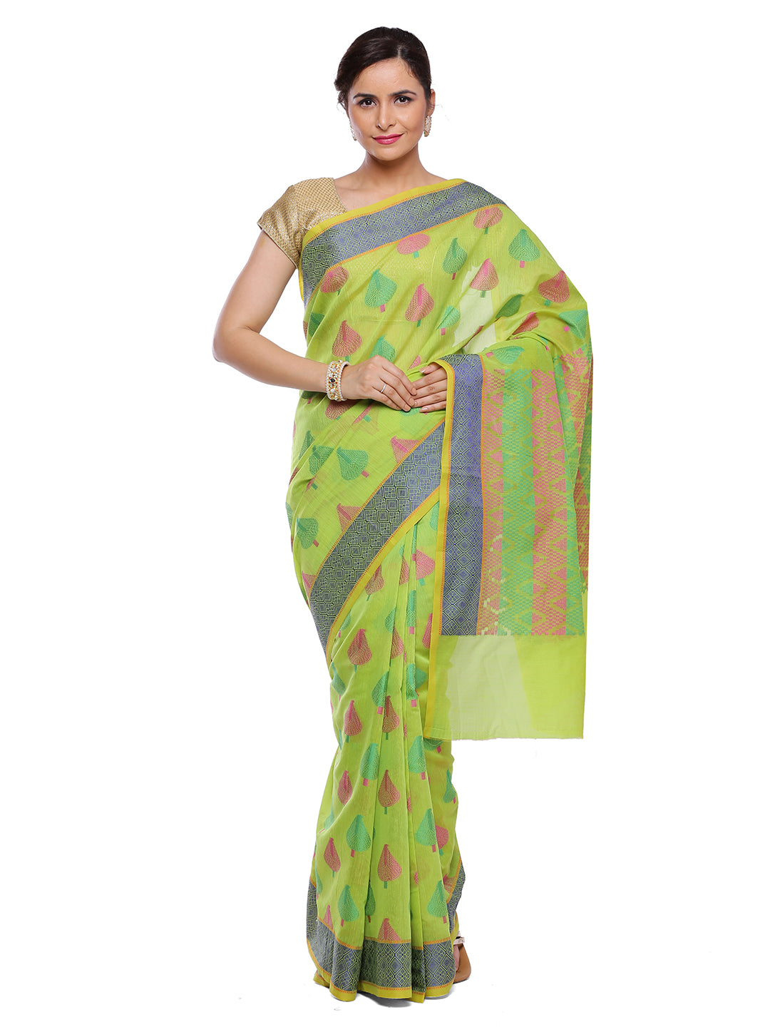 Faishana Presents Women's Green Art Silk Saree With Blouse Piece