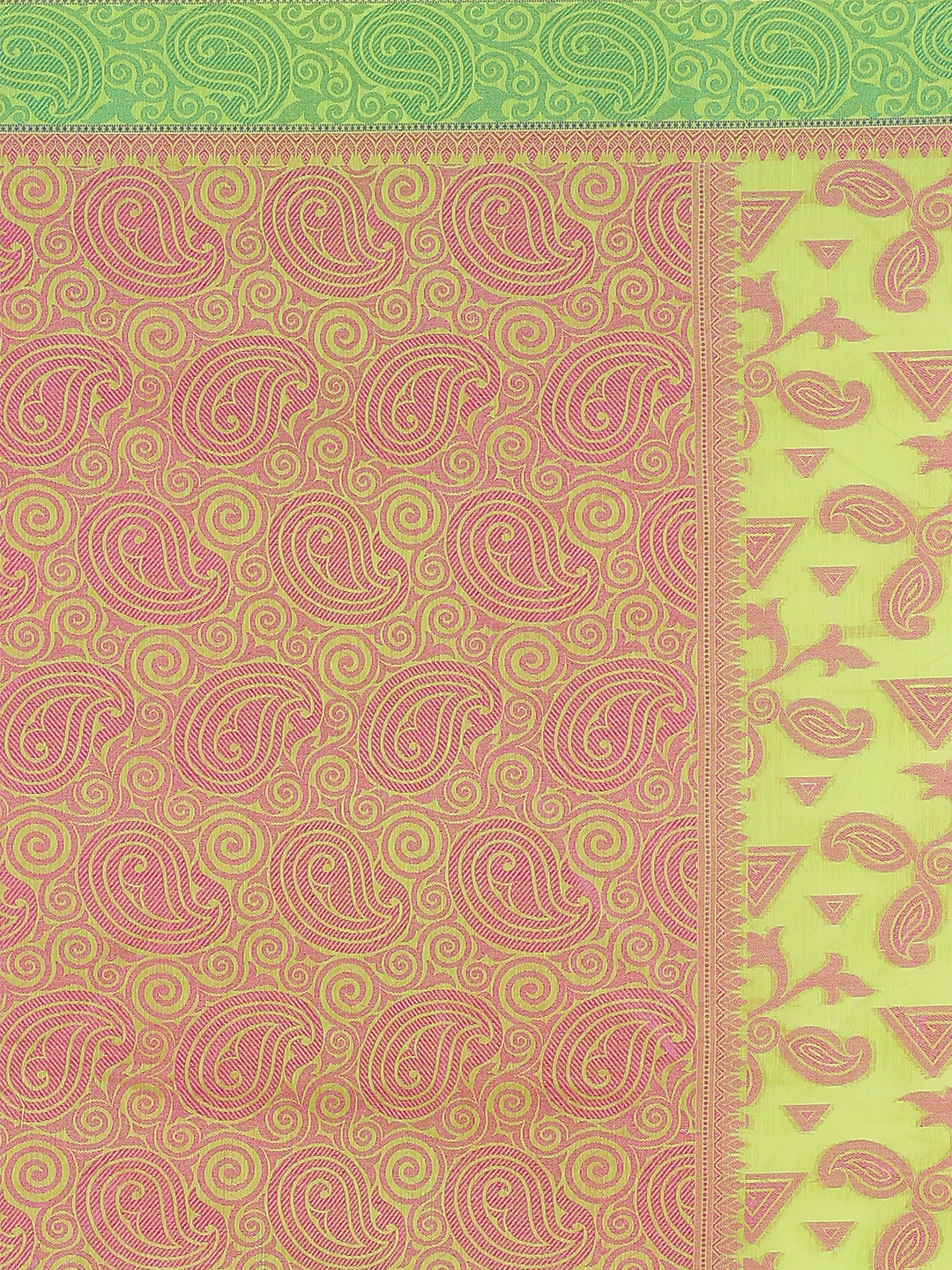 Faishana Presents Green Resham Zari Jaal Zari Banarasi Border With Paisley Pink Pallu And Pink Blouse