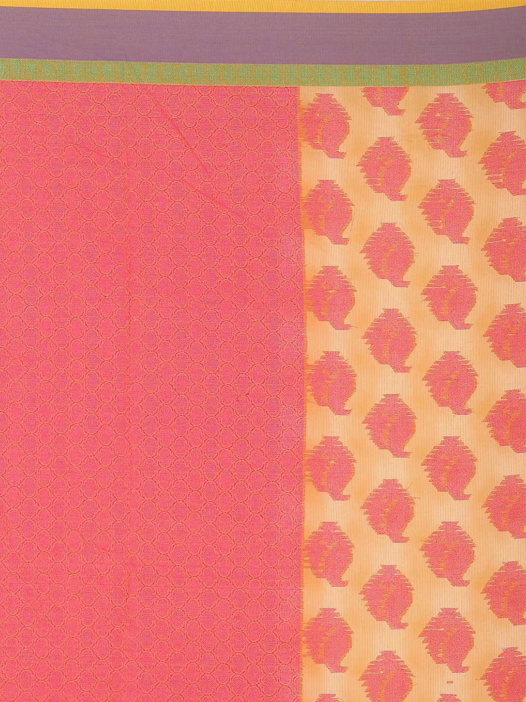 Faishana Presents Orange Floral Resham Zari Booti Contrast Blue Banarasi Border With Pink Banarasi Pallu And Orange Blouse