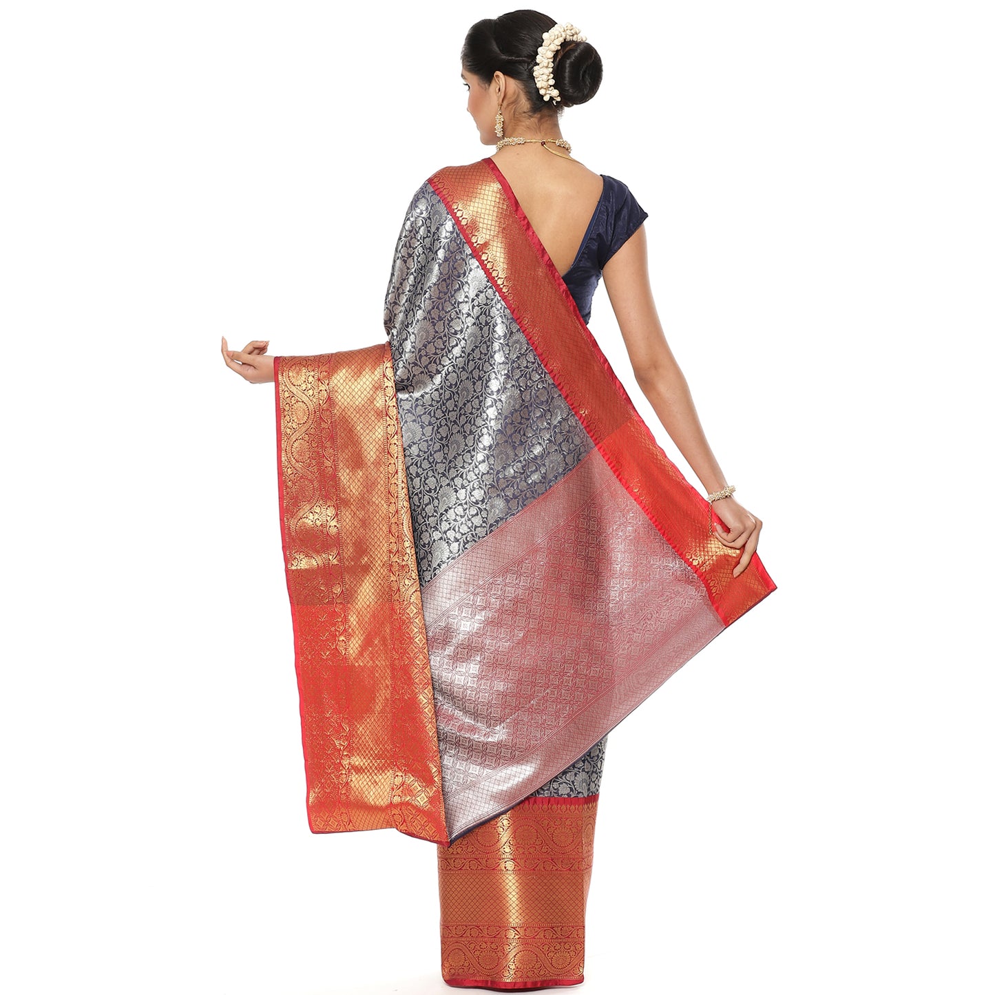 Blue Kanchi Silk Banarasi Sarees For Women GEBW13