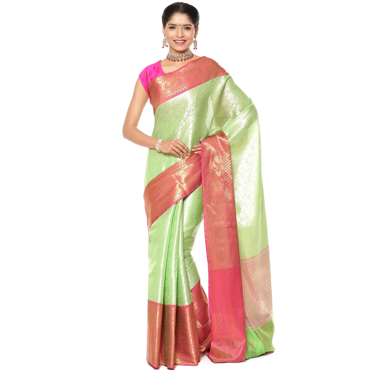 Green Kanchi Silk Banarasi Sarees For Women GEBW9