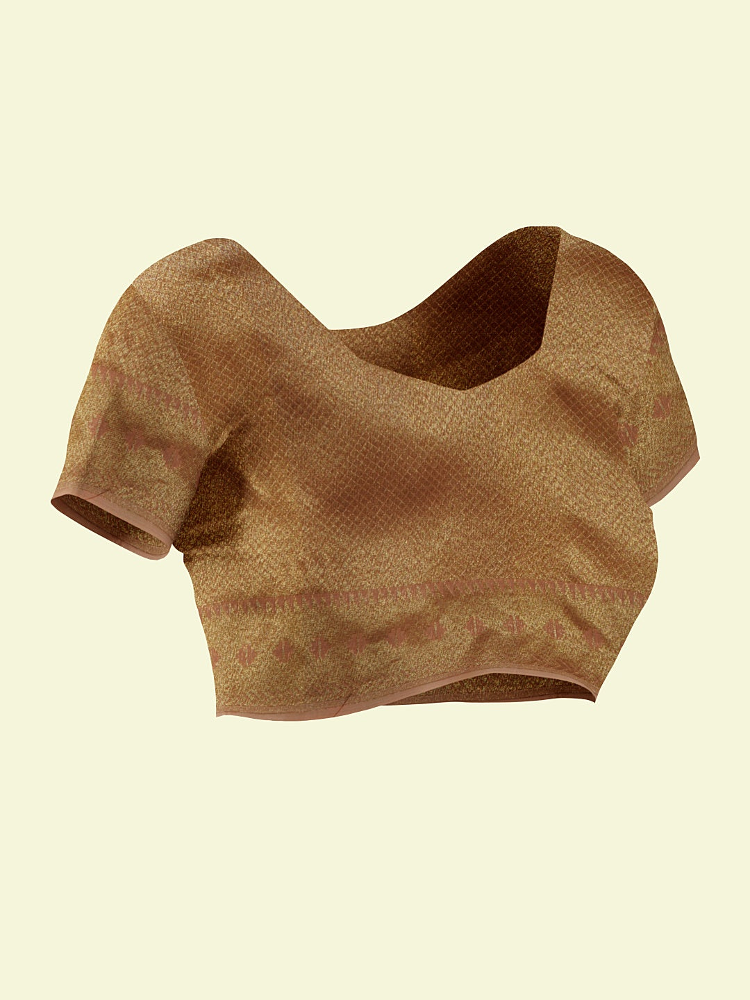 Faishana Presents Peach Cotton Geometric Checked Banarasi Zari Border Banarasi Saree