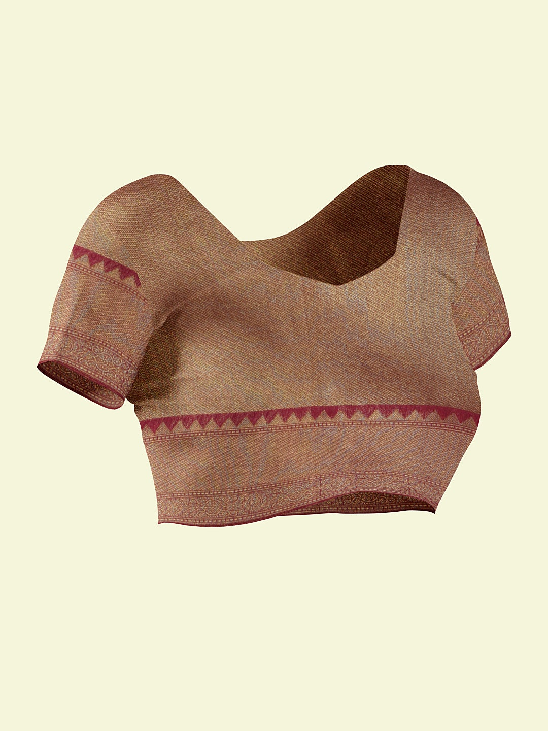 Faishana Presents Presents Off White Cotton Floral Jaal Pattern Banarasi Pink Border Saree