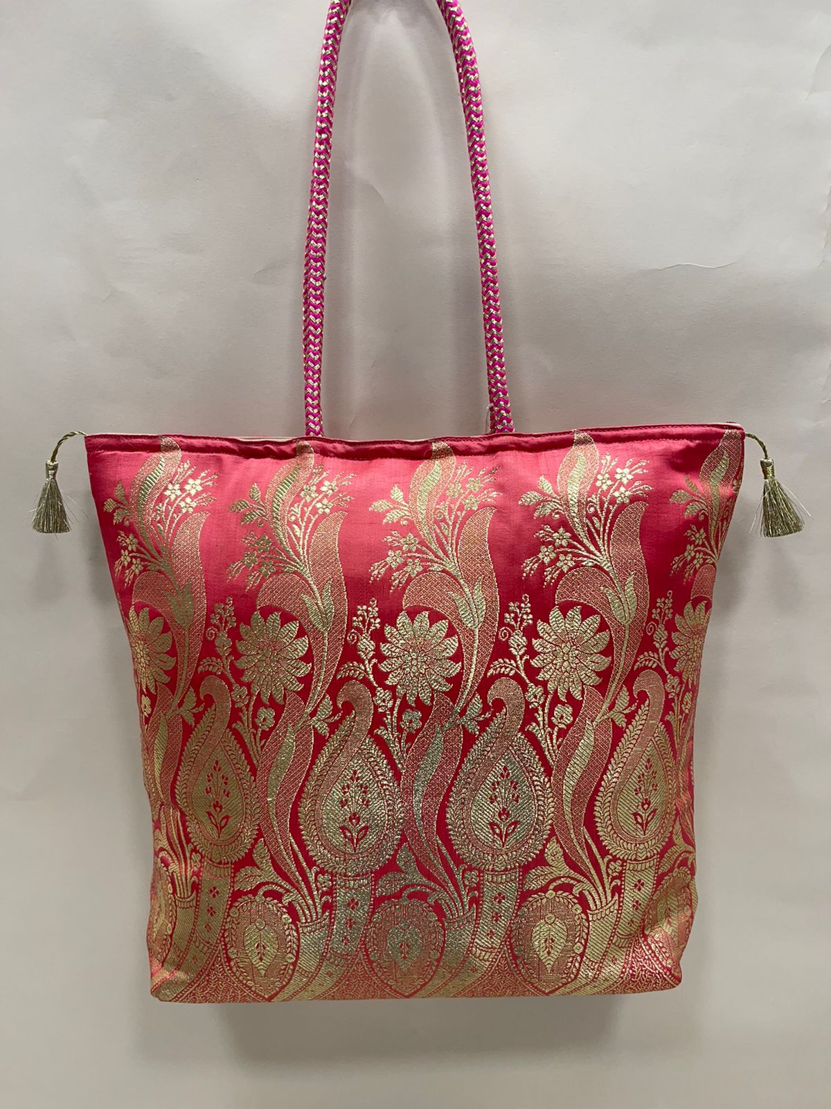 Peach Banarasi Hand Bag HBG_1