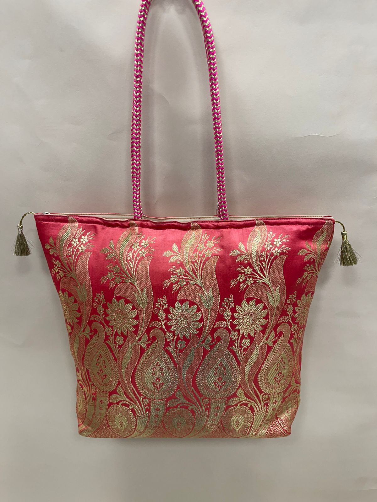 Peach Banarasi Hand Bag HBG_1