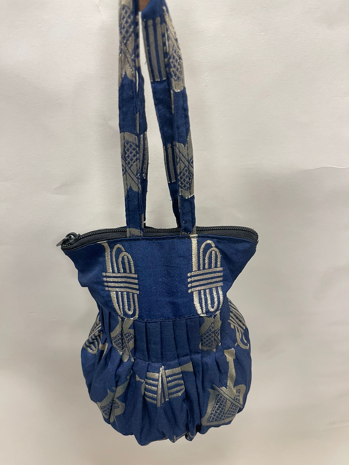 Navy Blue Banarasi Potli Bag HBG_87