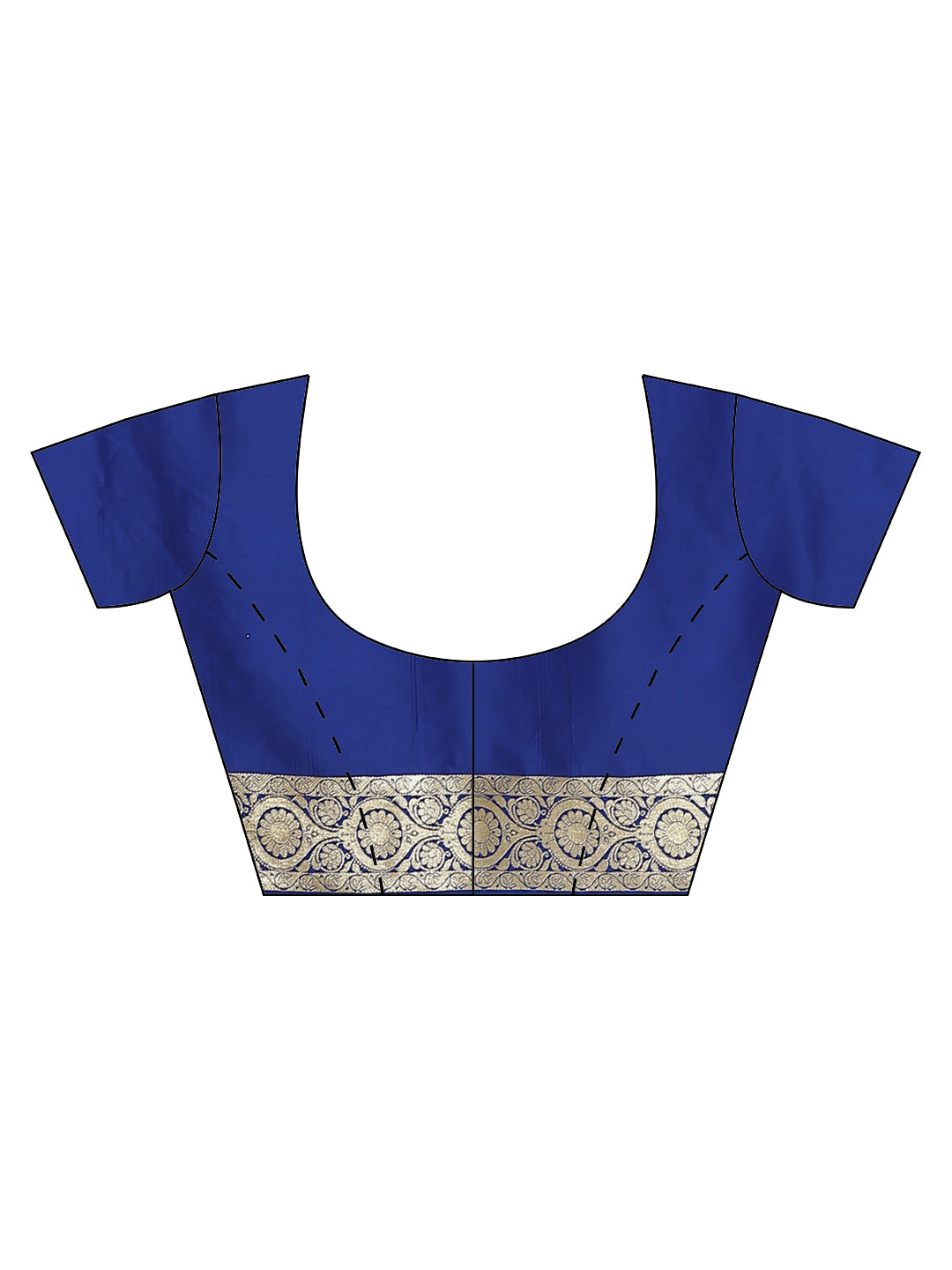 Faishana Presents Royal Blue Booti Paatli Half Half Mughal Motif Satin Silk Banarasi Saree With Skirt Borde