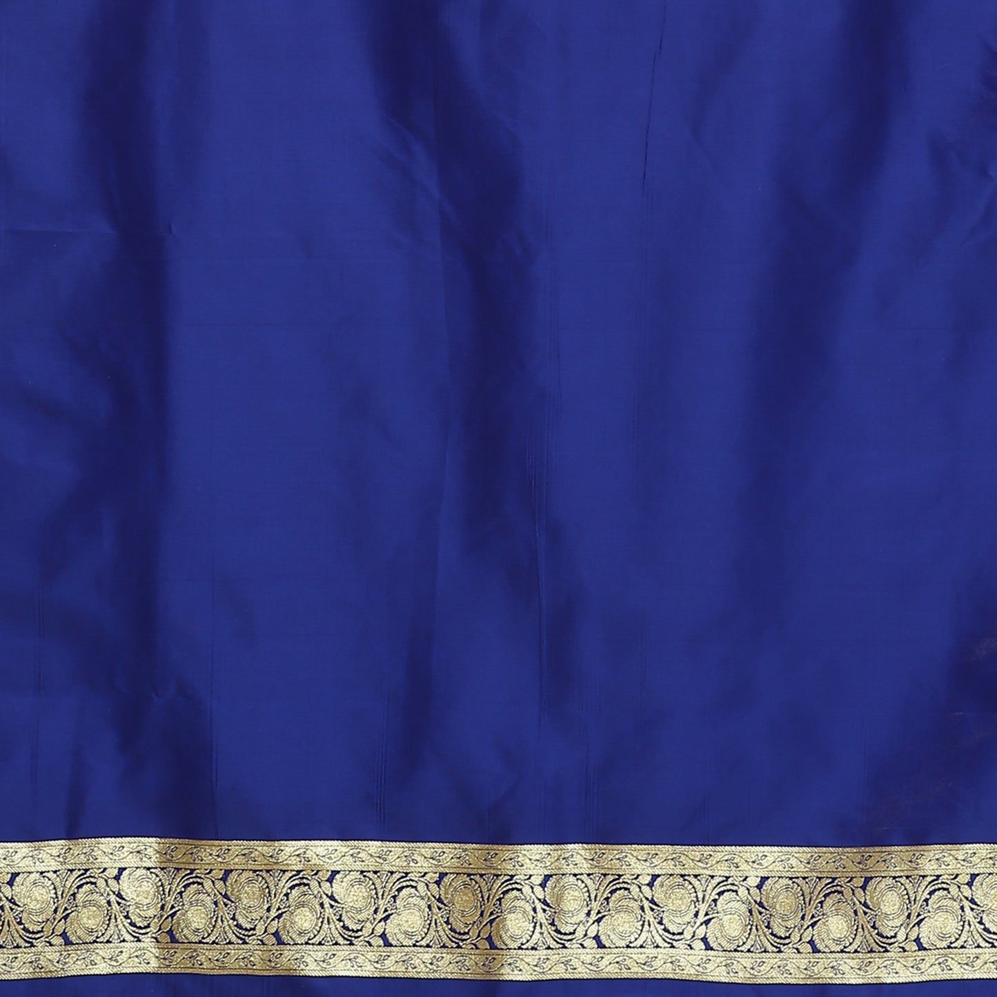 Faishana Presents Royal Blue Mughal Motif Banarasi Satin Silk Saree With Skirt Borde
