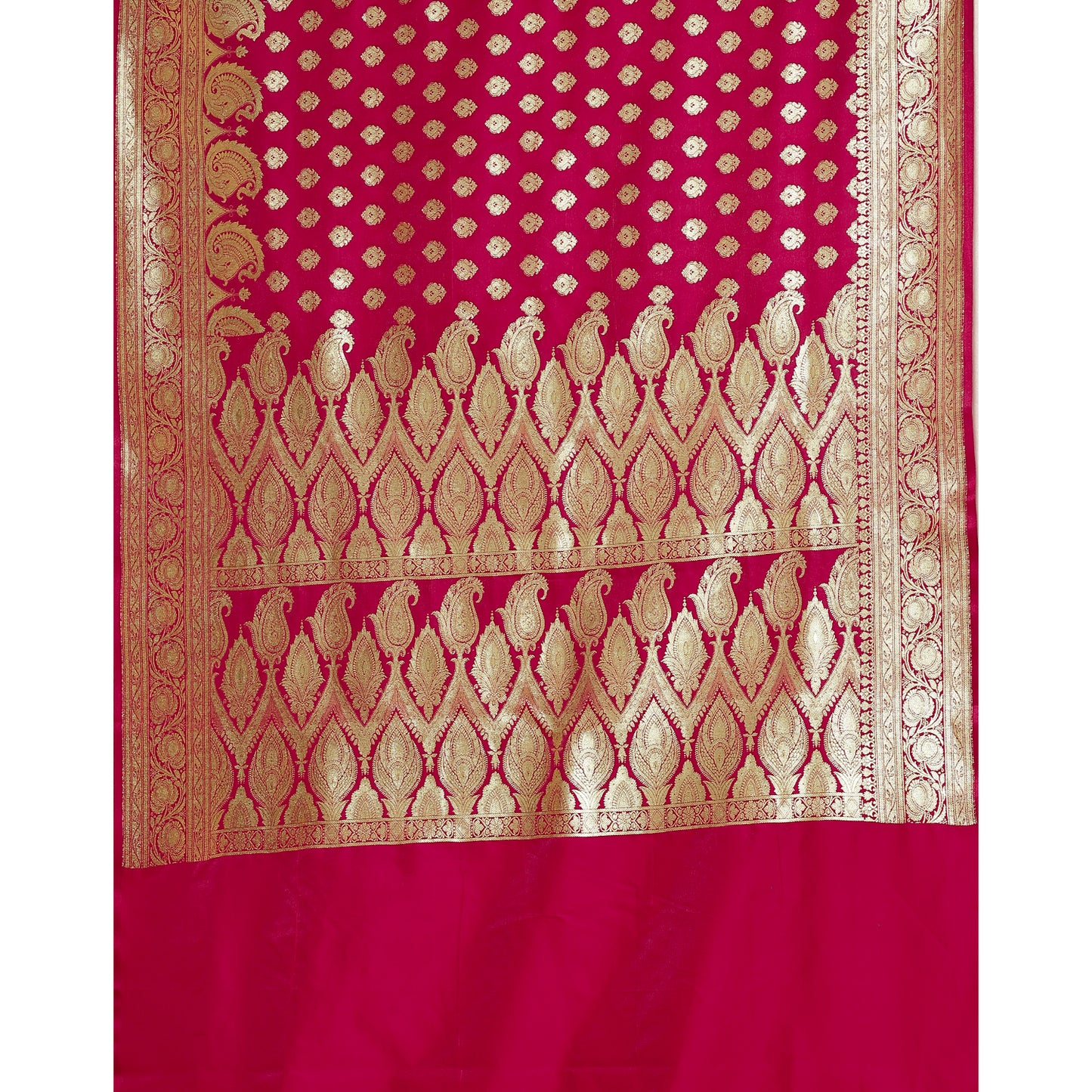 Faishana Presents Pink Mughal Motif Banarasi Satin Silk Saree With Skirt Borde