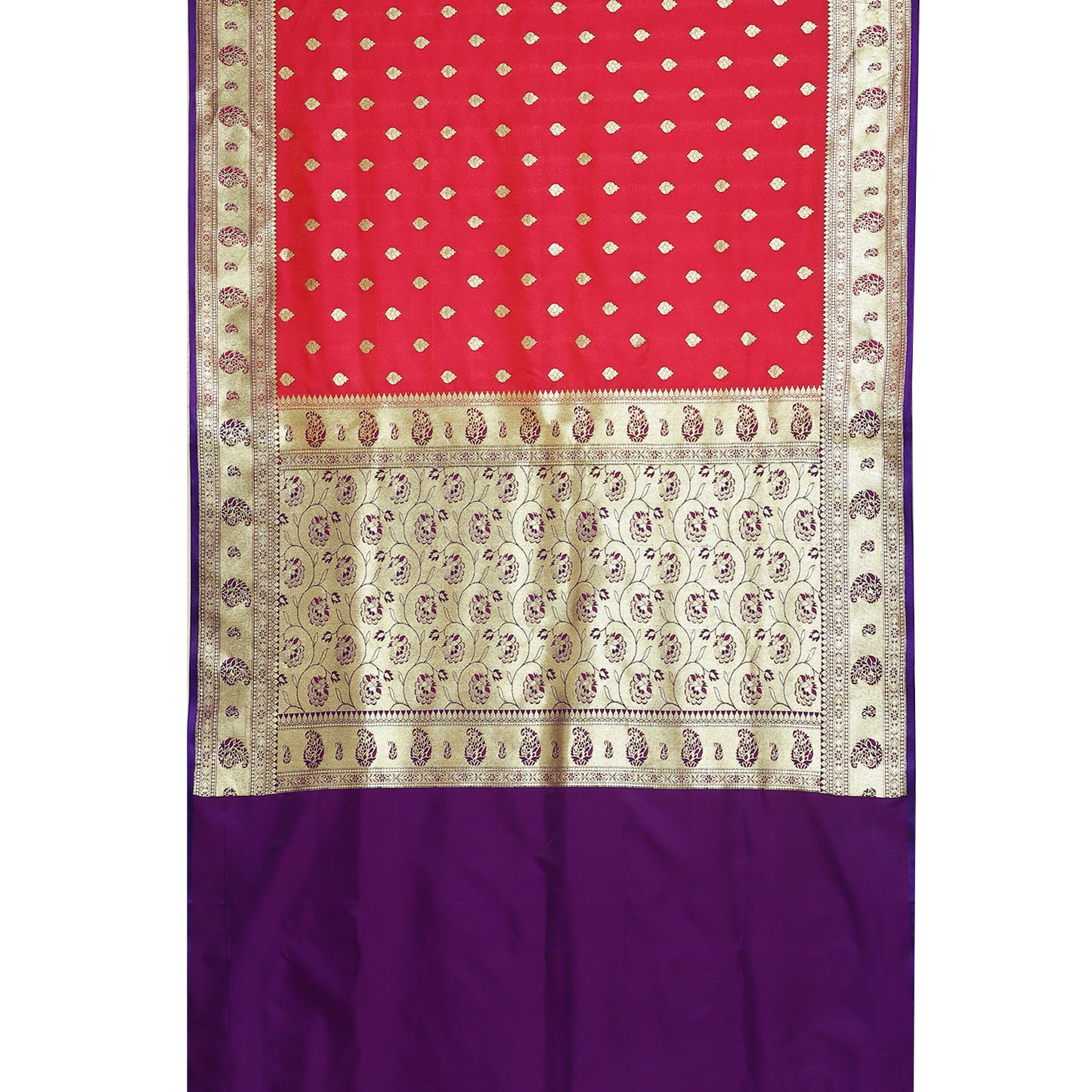 Faishana Presents Pink Booti Mughal Motif Satin Silk Banarasi Saree With Paithani Blue Borde