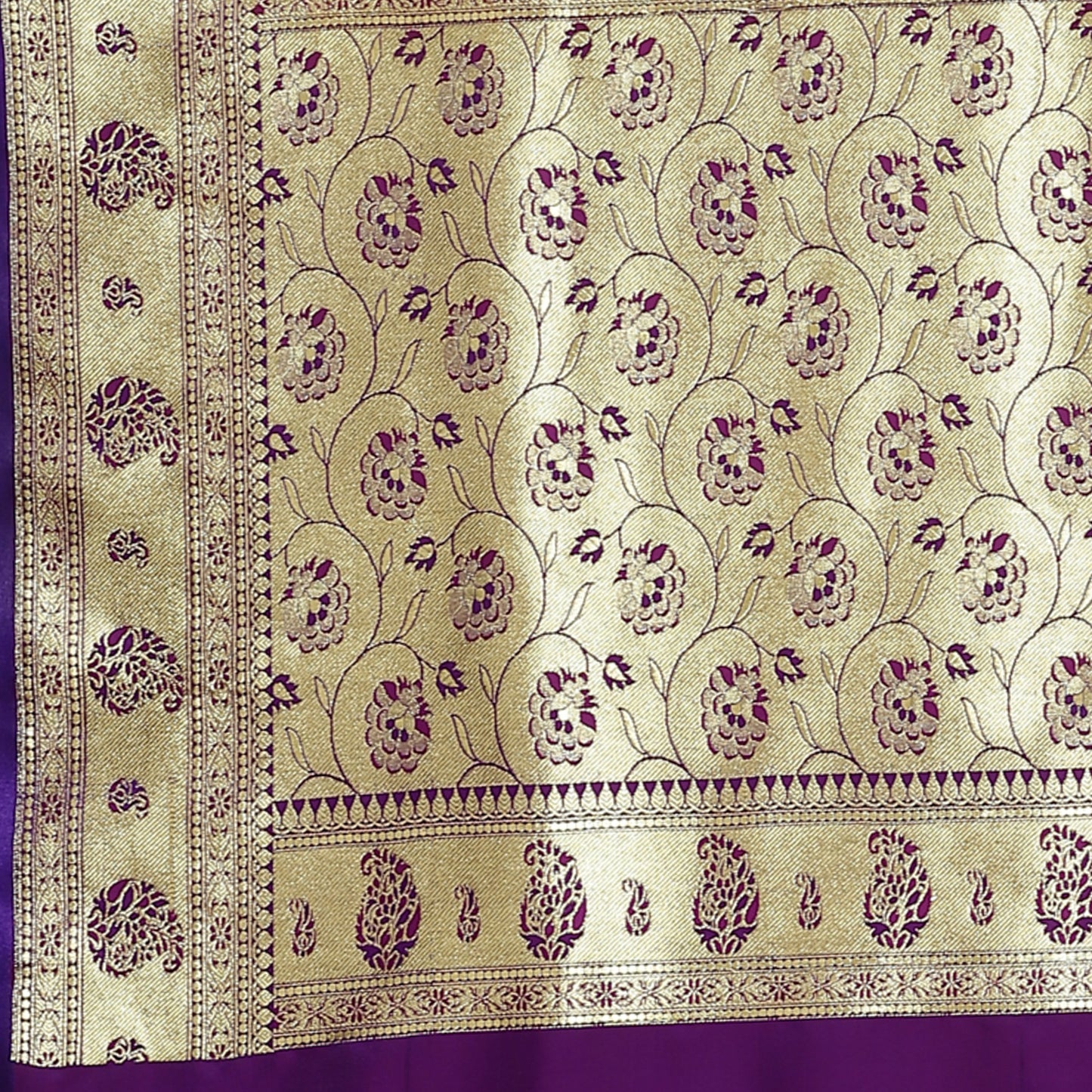 Faishana Presents Pink Booti Mughal Motif Satin Silk Banarasi Saree With Paithani Blue Borde