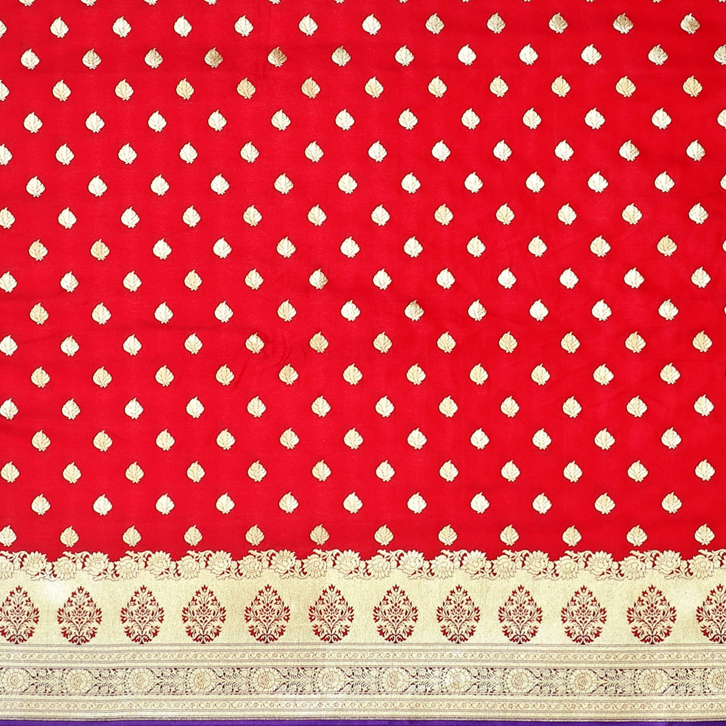 Faishana Presents Pink Booti Mughal Motif Banarasi Satin Silk With Skirt Kadiyal Paithani Blue Borde