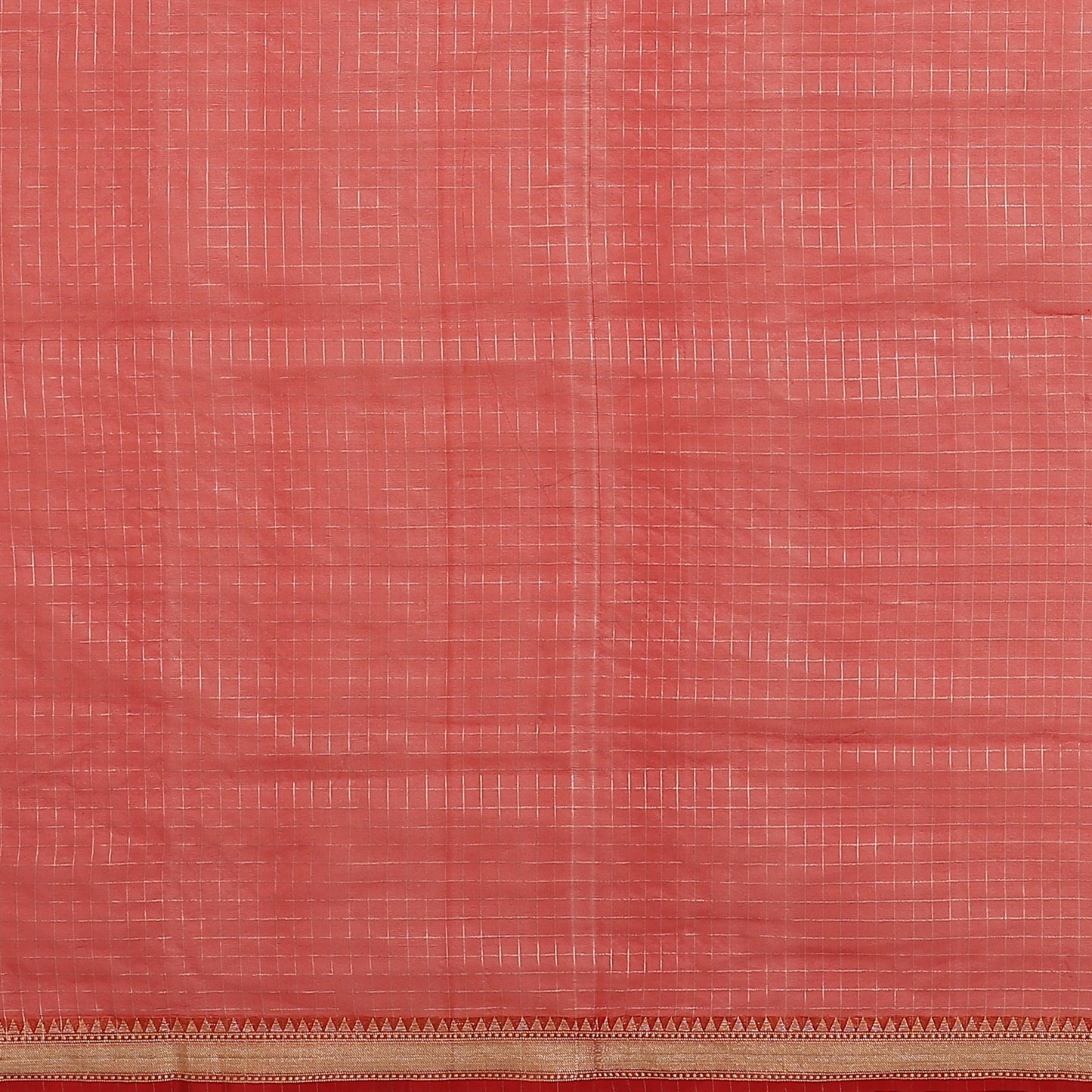 Faishana Presents Tussar Cream Organza Zari Check With Skirt Tilfi Kadiyal Red Contrast Border Banarasi Saree