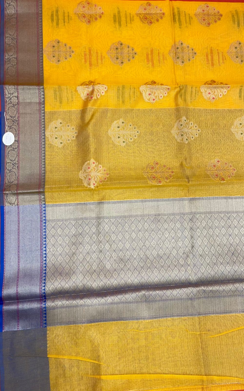 Yellow Cotton Blend Banarasi Sarees For Women GEHKR 73