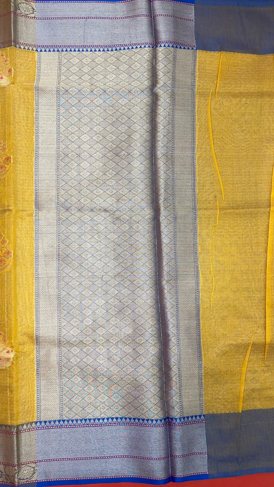 Yellow Cotton Blend Banarasi Sarees For Women GEHKR 73