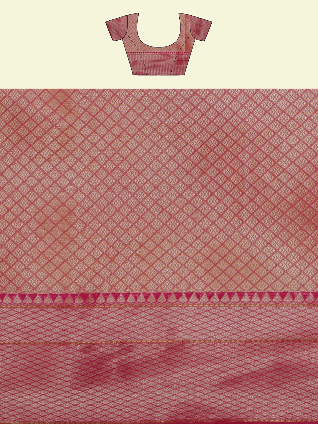 Faishana Presents Beige Woven Organza Pink Border With Pink Blouse Banarasi Saree