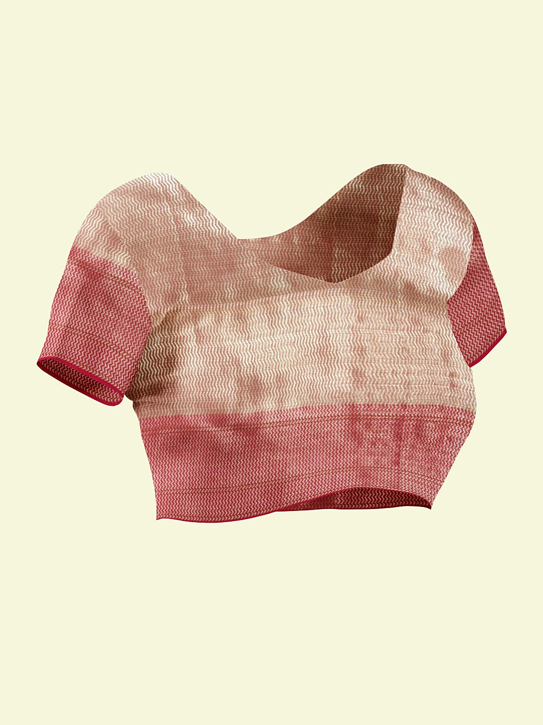 Faishana Presents Beige Woven Organza Pink Border With Pink Blouse Banarasi Saree