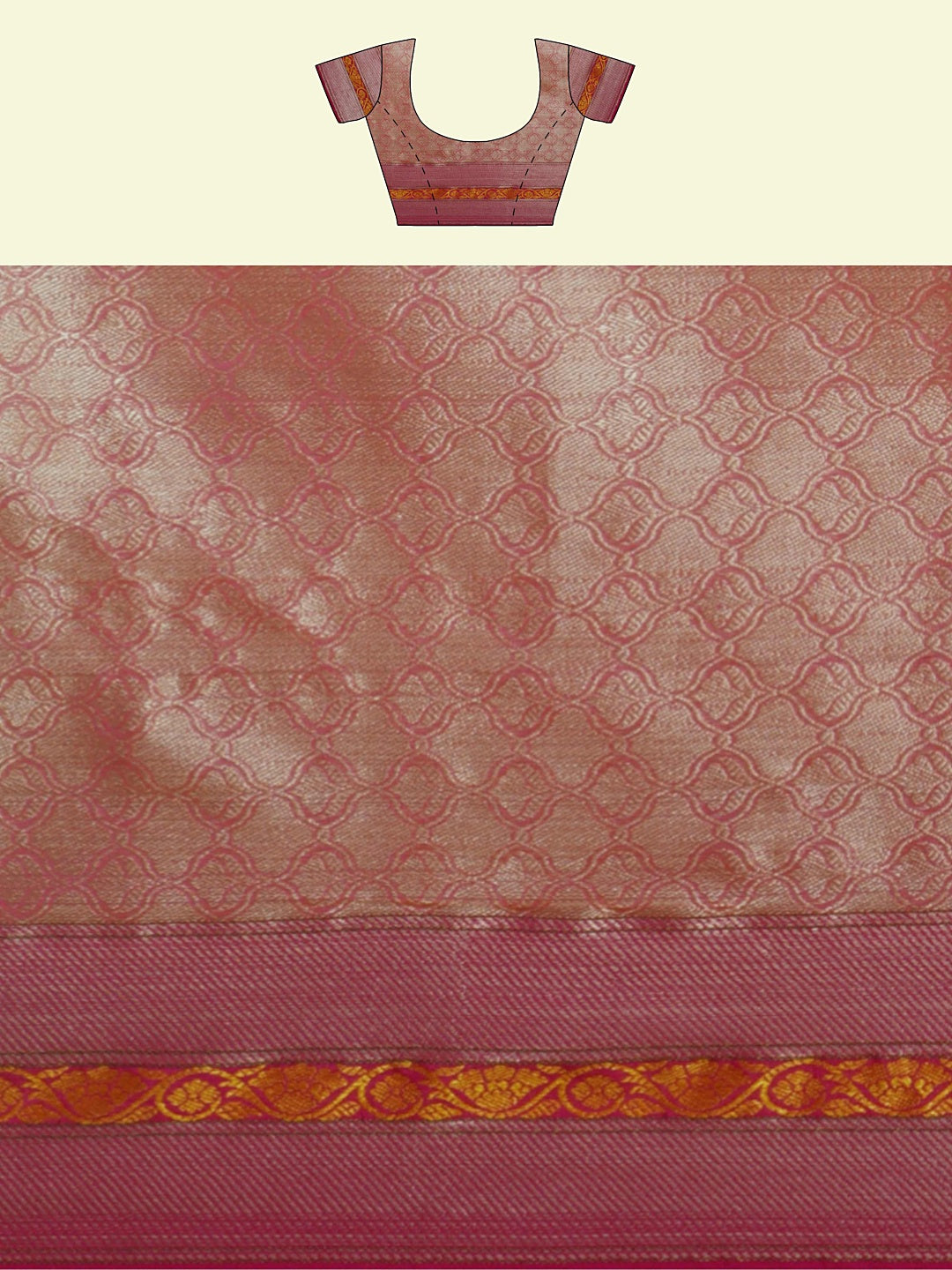 Faishana Presents Green Woven Organza Pink Border With Pink Blouse Banarasi Saree