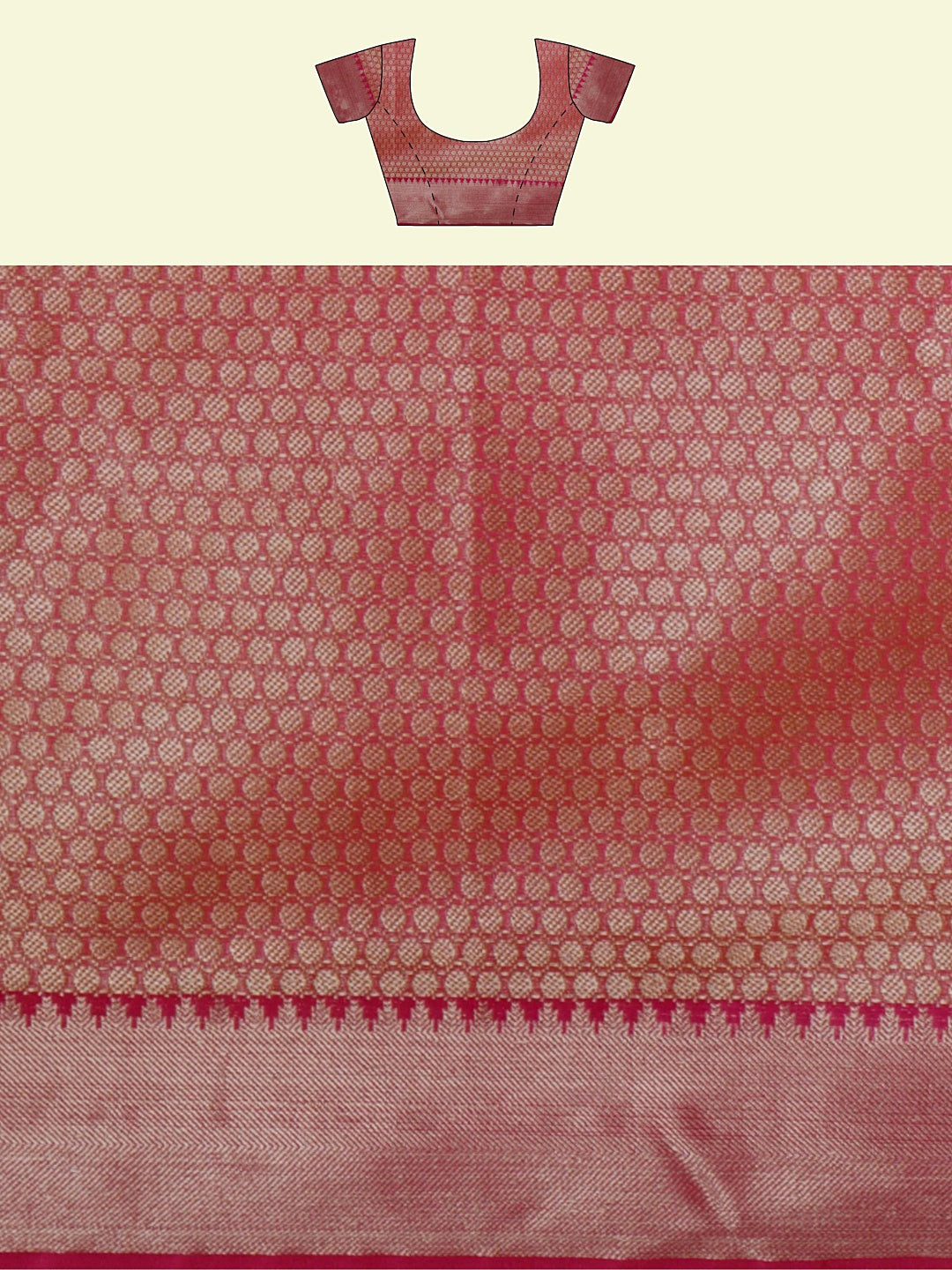 Faishana Presents Green Woven Organza Maroon Border With Maroon Blouse Banarasi Saree