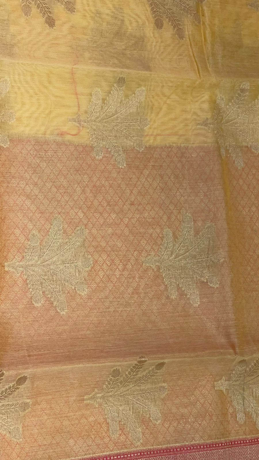 Yellow Cotton Blend Banarasi Sarees For Women GEHKR 2