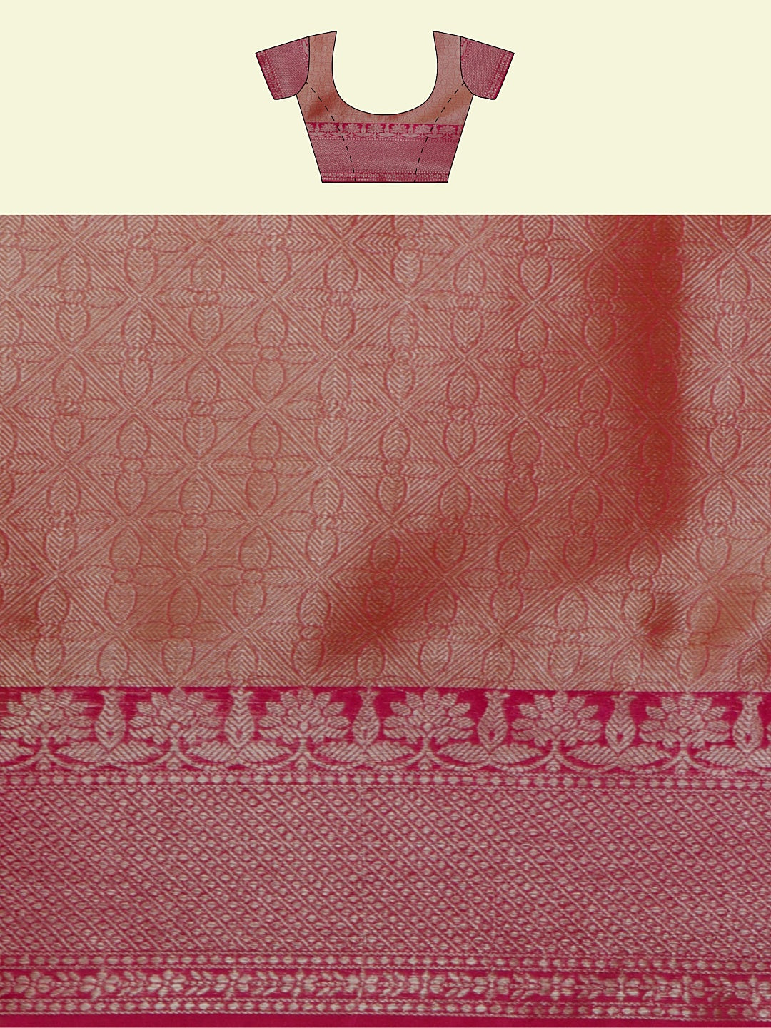 Faishana Presents Yellow Woven Organza Pink Border With Pink Blouse Banarasi Saree
