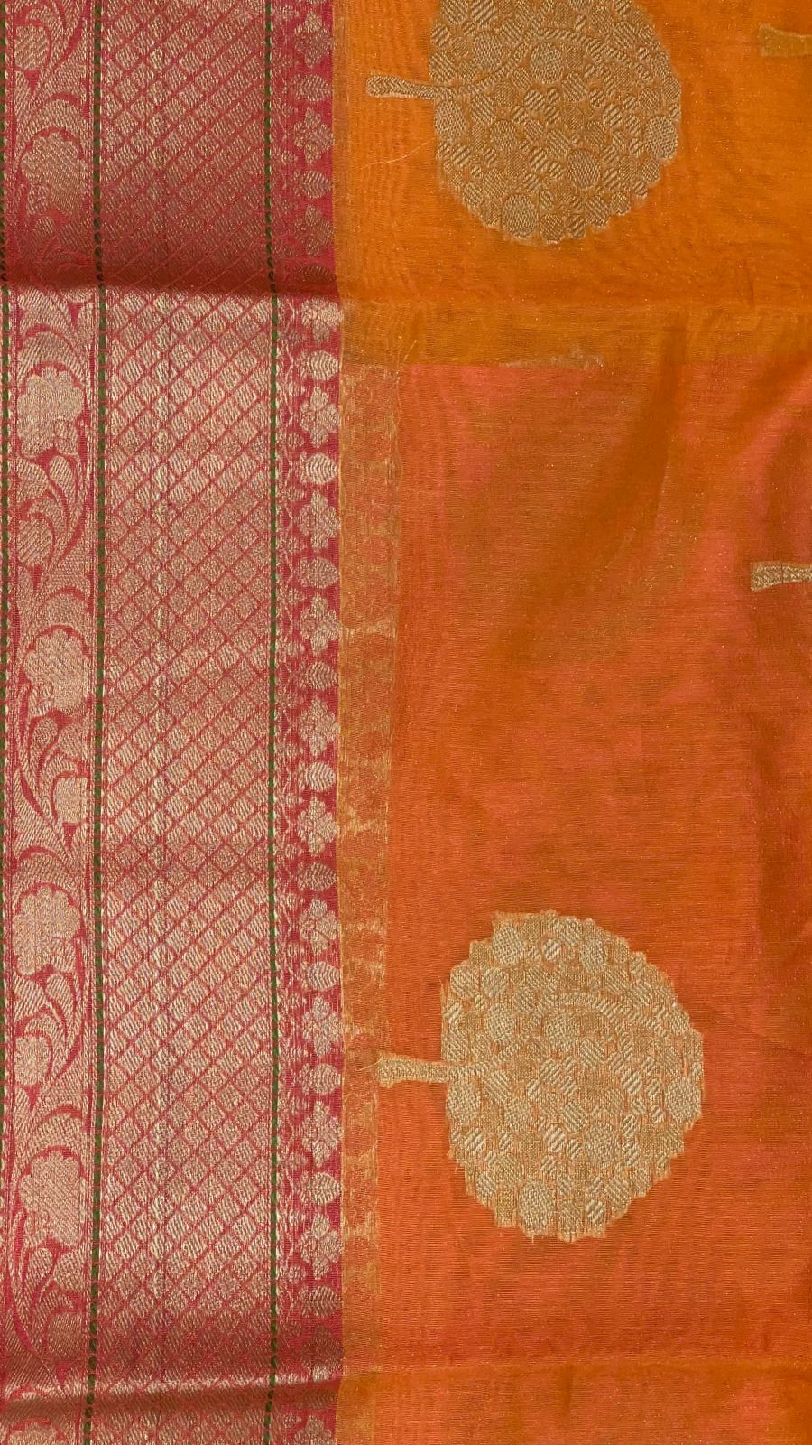 Orange Cotton Blend Banarasi Sarees For Women GEHKR 39