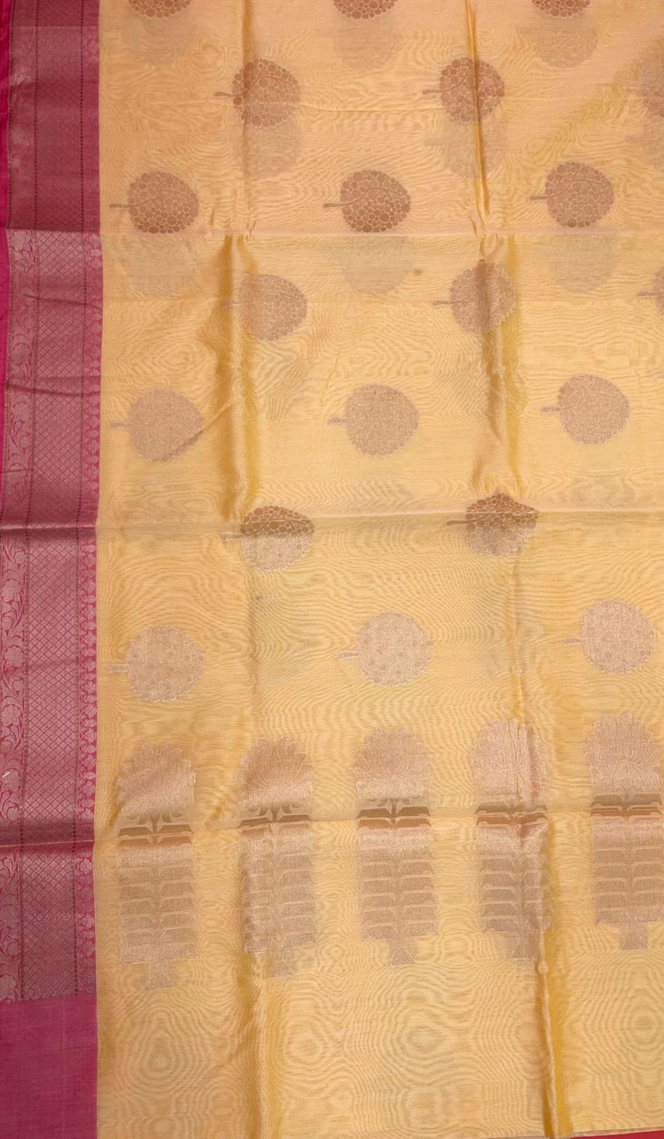 Beige Cotton Blend Banarasi Sarees For Women GEHKR 40