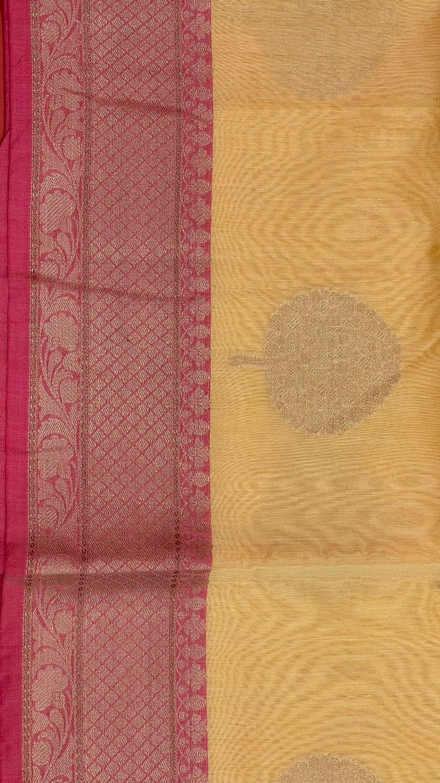 Beige Cotton Blend Banarasi Sarees For Women GEHKR 40