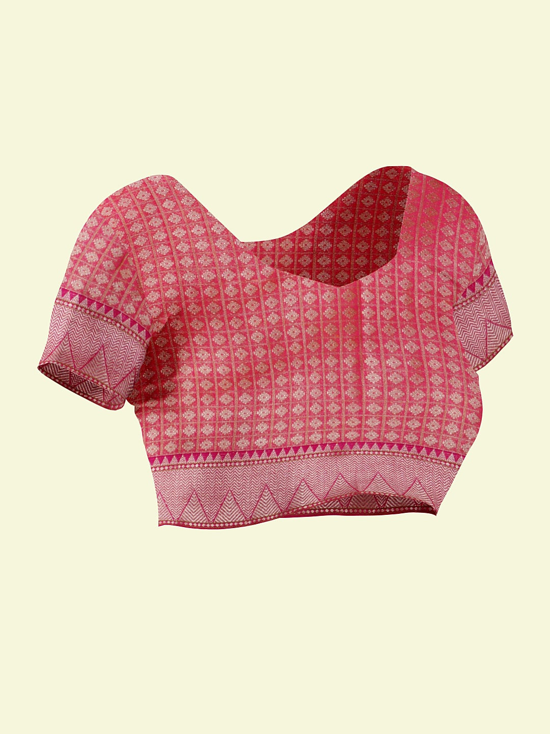 Faishana Presents Orange Woven Organza Pink Border With Pink Blouse Banarasi Saree
