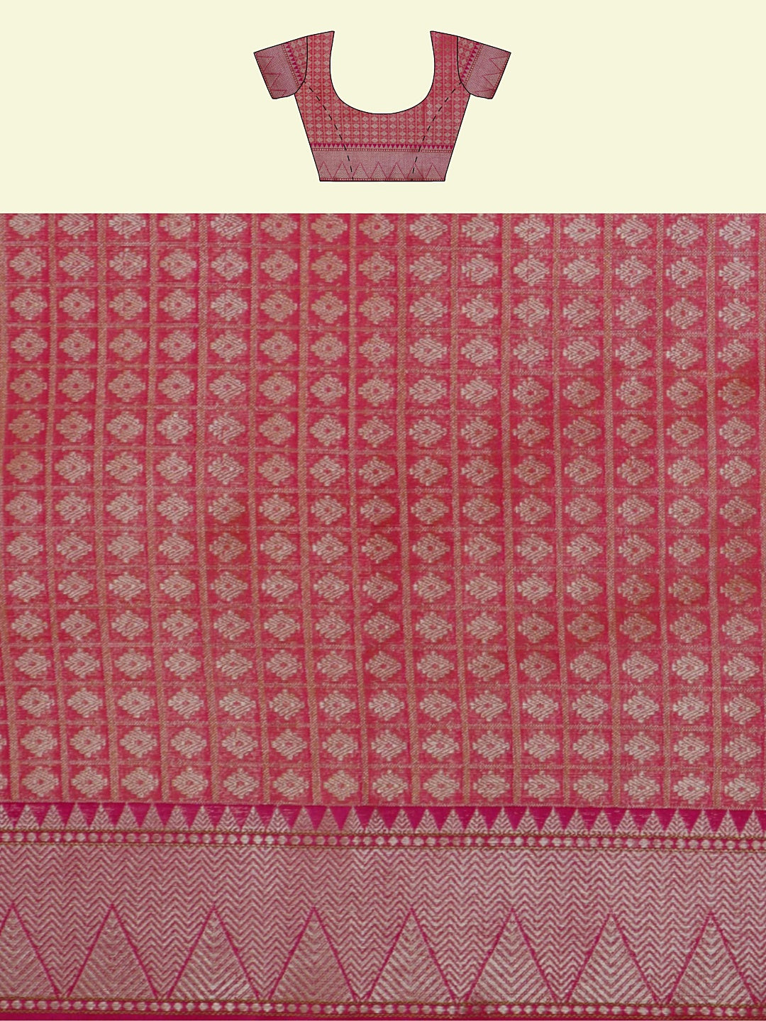 Faishana Presents Orange Woven Organza Pink Border With Pink Blouse Banarasi Saree