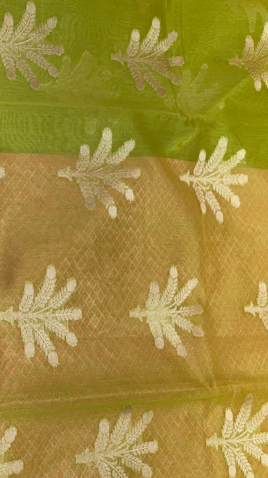 Green Cotton Blend Banarasi Sarees For Women GEHKR 5