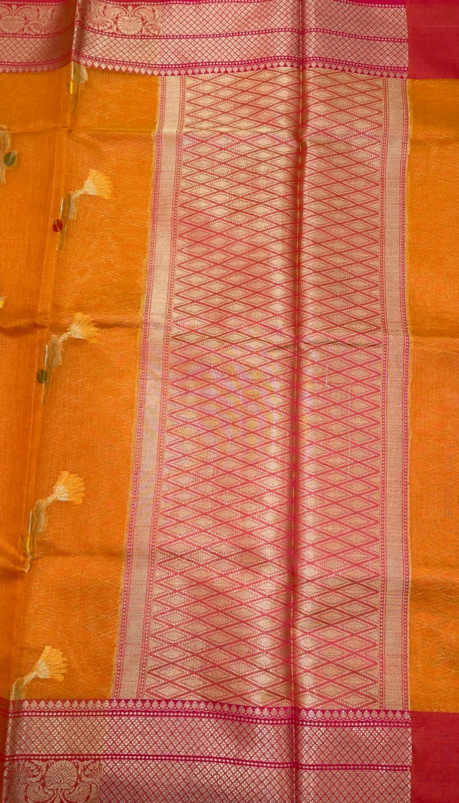 Orange Cotton Blend Banarasi Sarees For Women GEHKR 67
