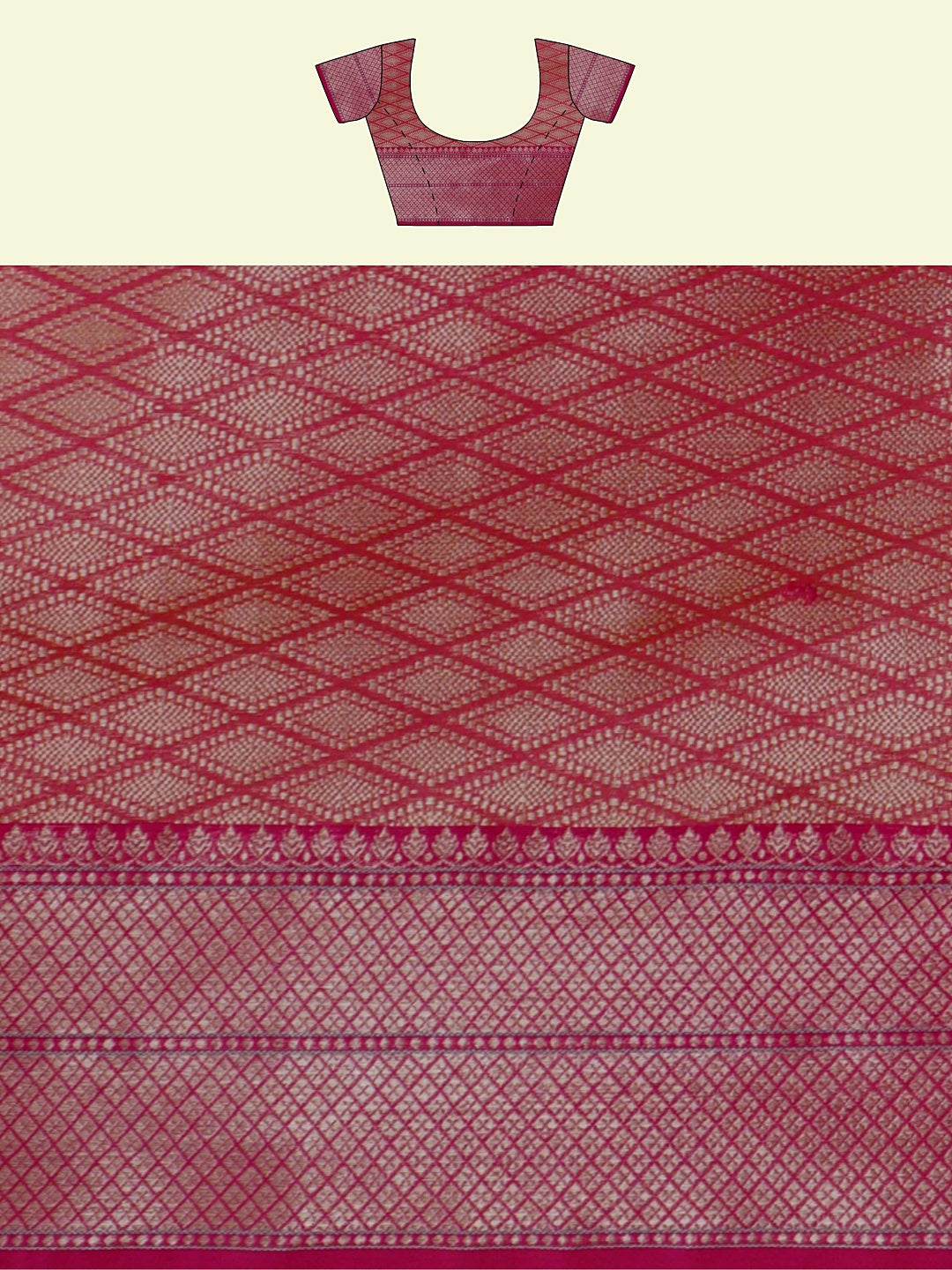 Faishana Presents Orange Woven Organza Pink Border With Pink Blouse Banarasi Saree