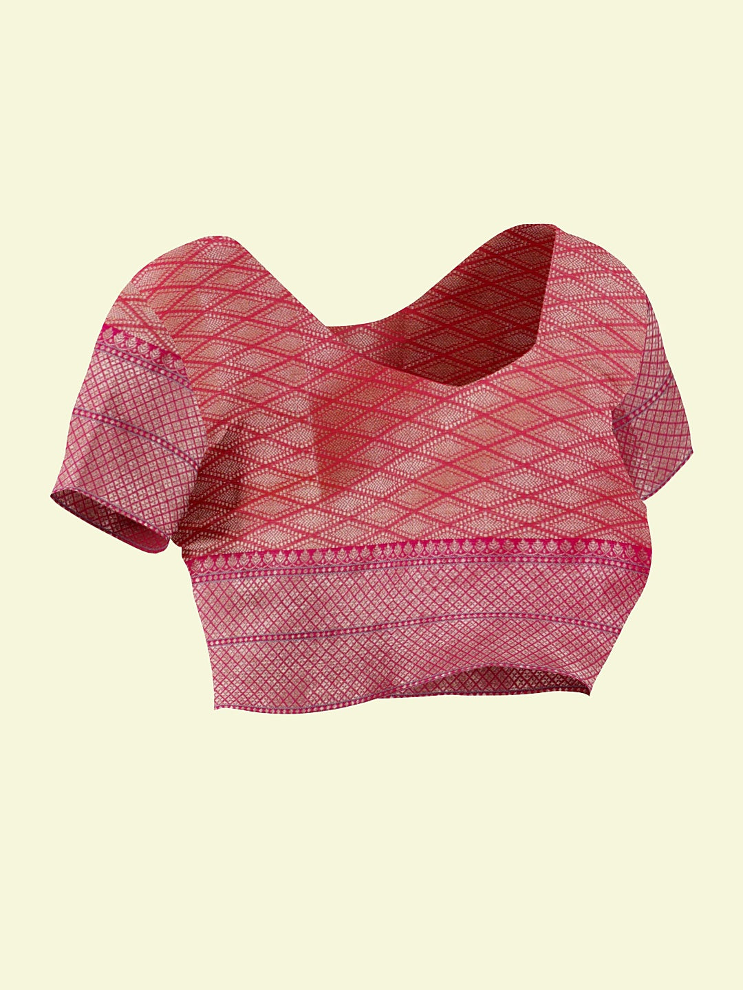 Faishana Presents Pink Woven Organza Pink Border With Pink Blouse Banarasi Saree