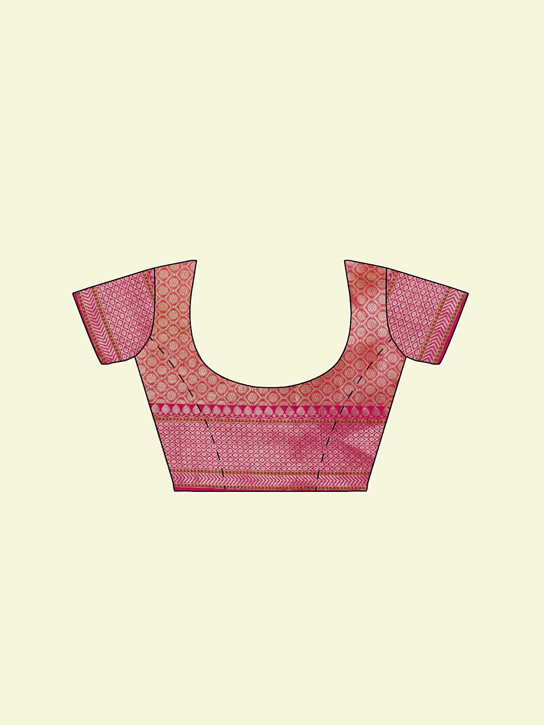 Faishana Presents Orange Woven Organza Pink Border With Pink Blouse Banarasi Saree