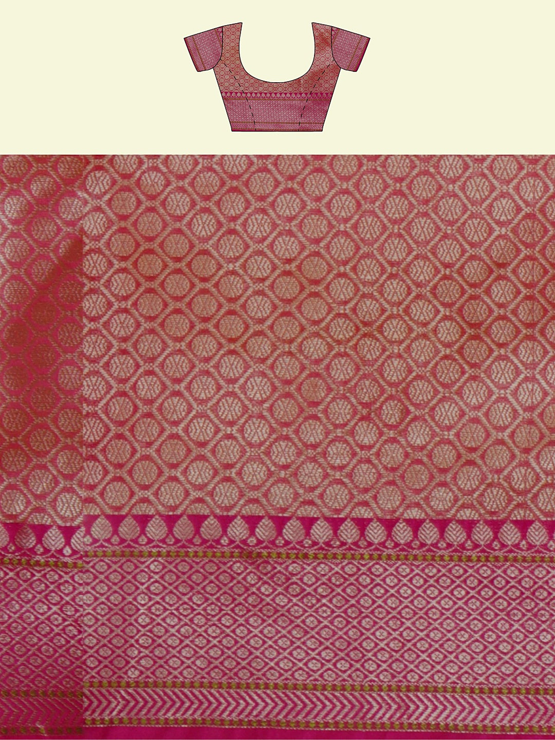 Faishana Presents Orange Woven Organza Pink Border With Pink Blouse Banarasi Saree