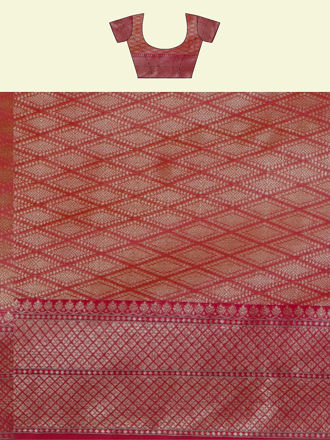 Faishana Presents Beige Woven Organza Yellow Border With Beige Blouse Banarasi Saree