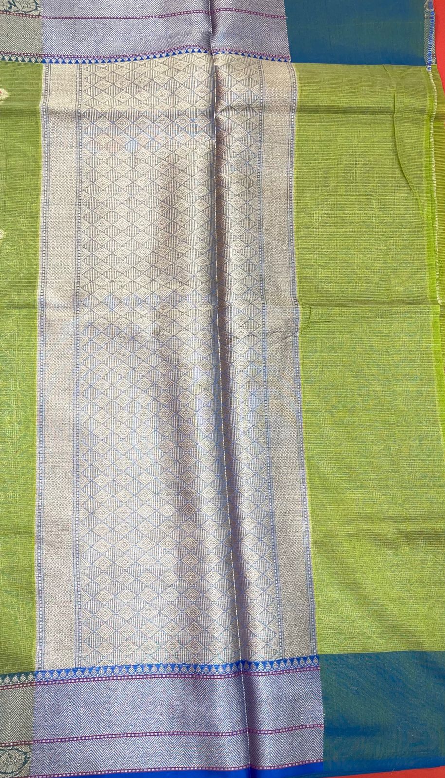 Green Cotton Blend Banarasi Sarees For Women GEHKR 75
