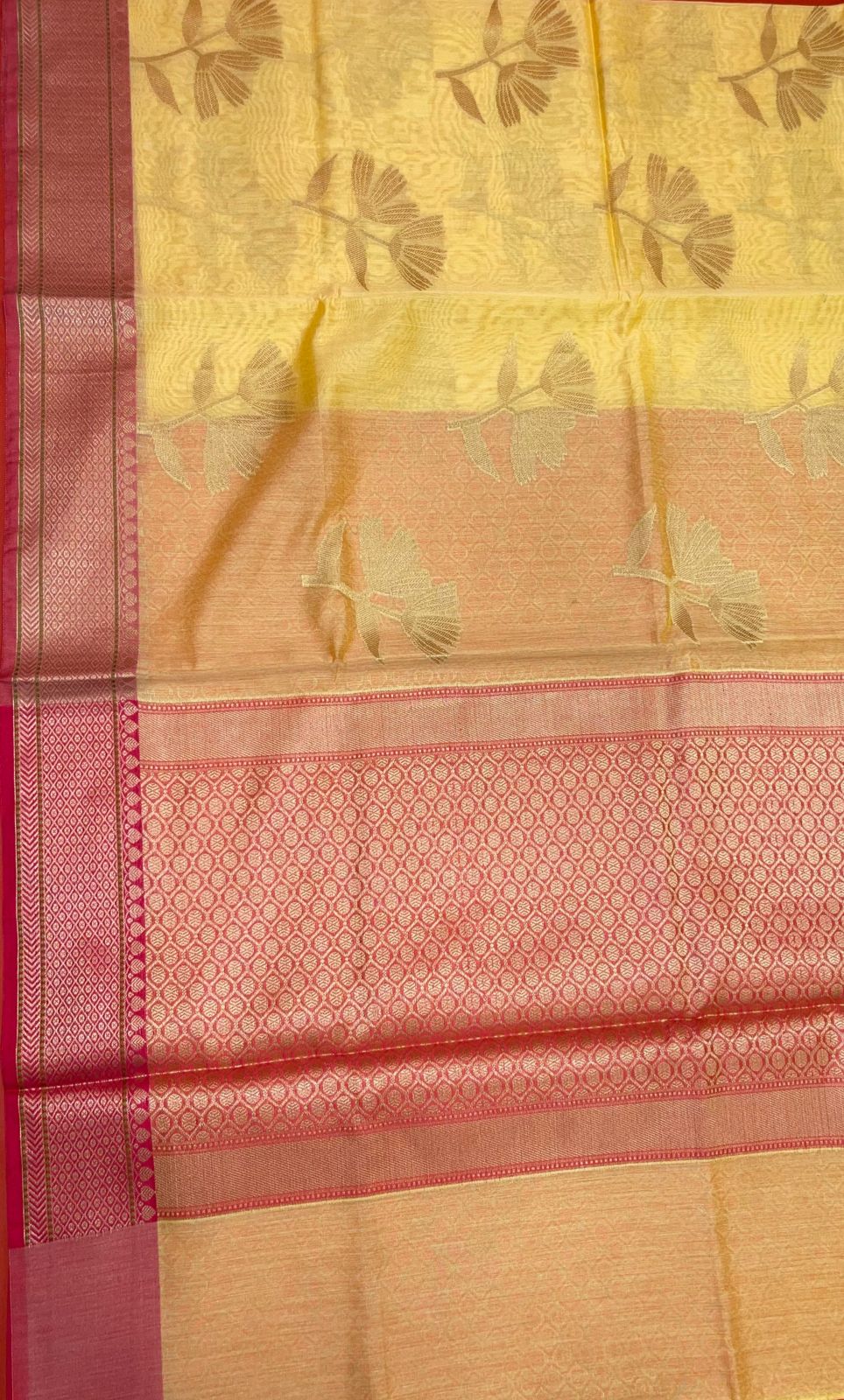Beige Cotton Blend Banarasi Sarees For Women GEHKR 7