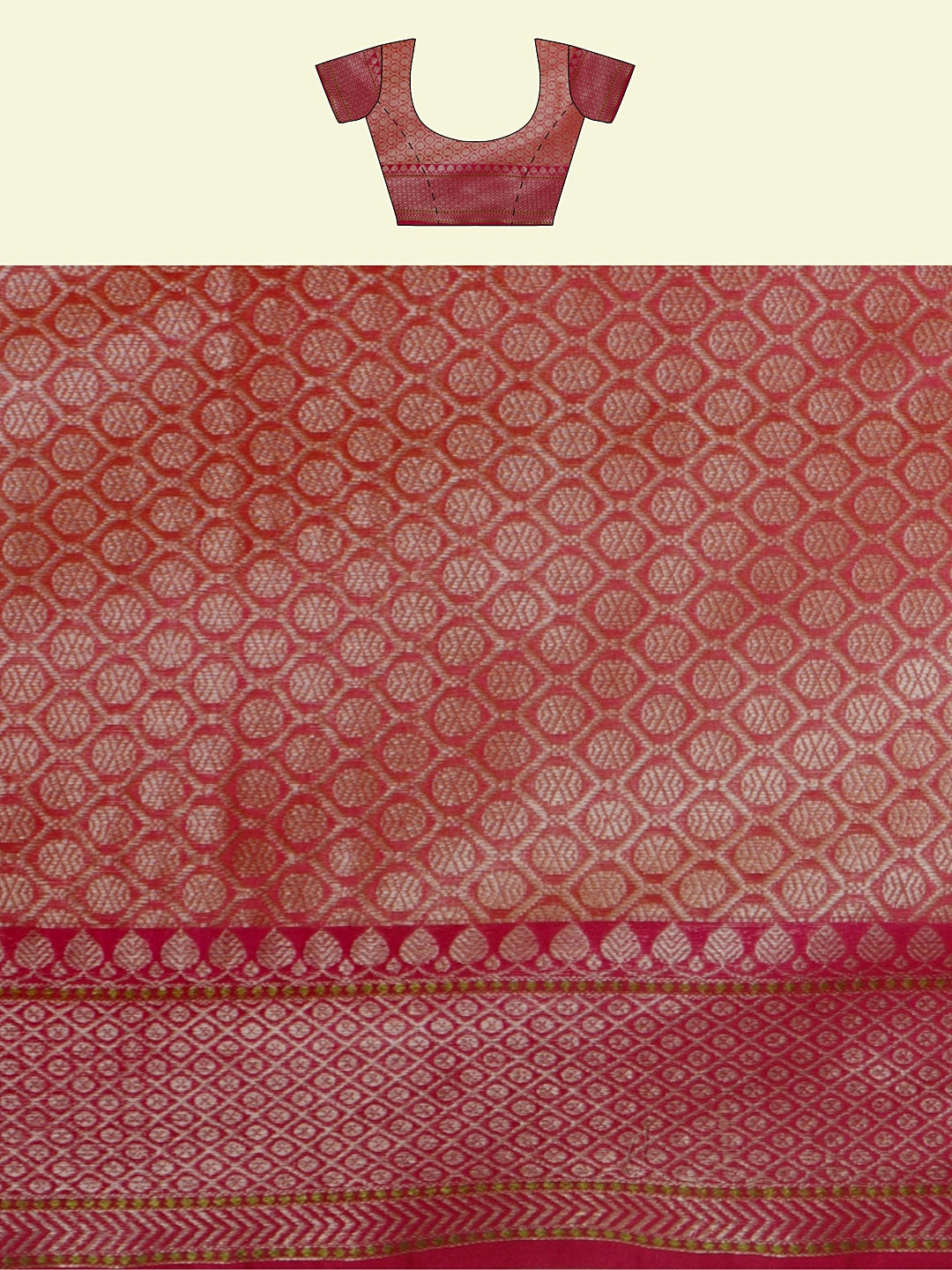 Beige Cotton Blend Banarasi Sarees For Women GEHKR 7