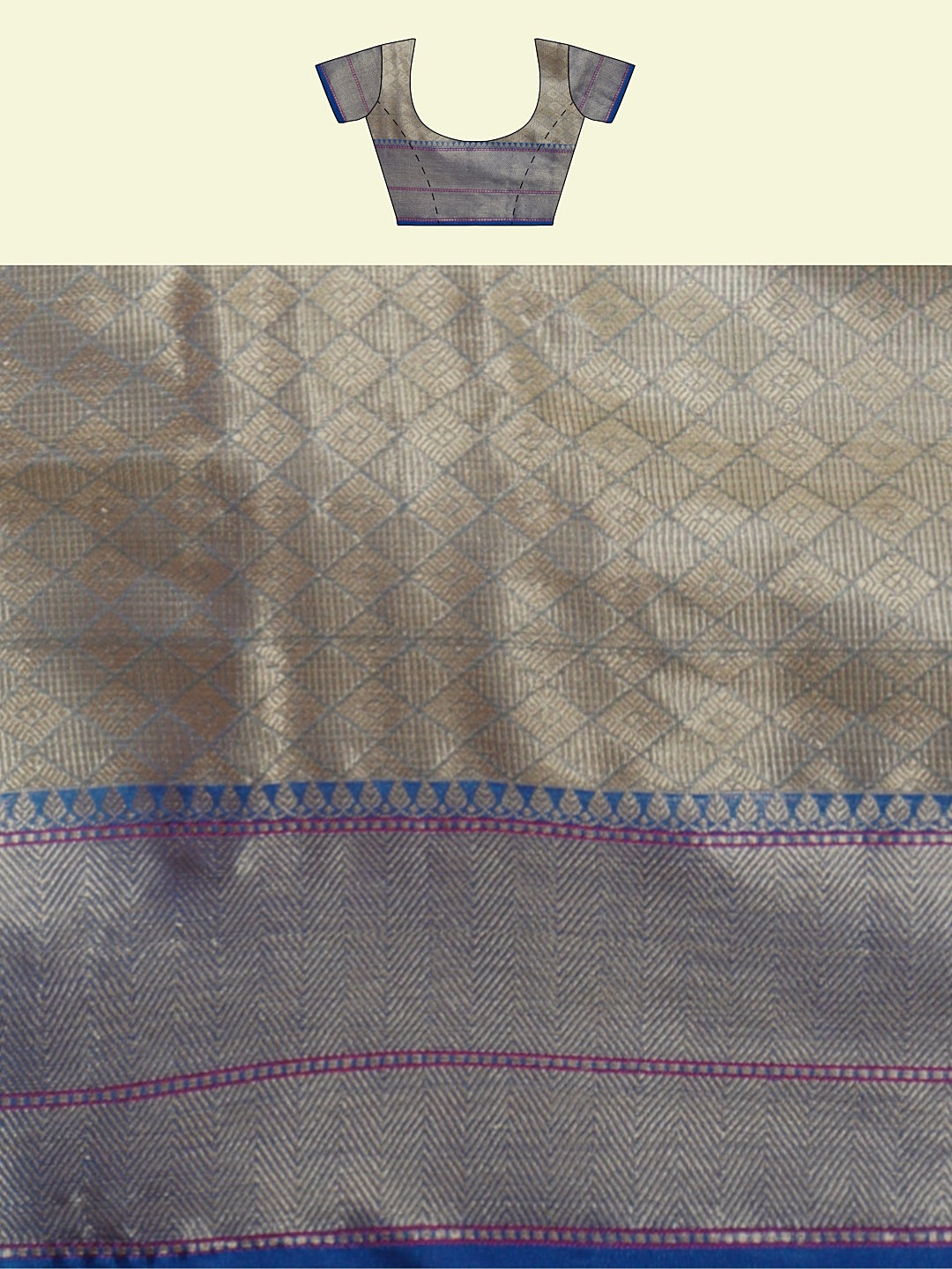 Faishana Presents Sea Green Woven Organza Blue Border With Blue Blouse Banarasi Saree