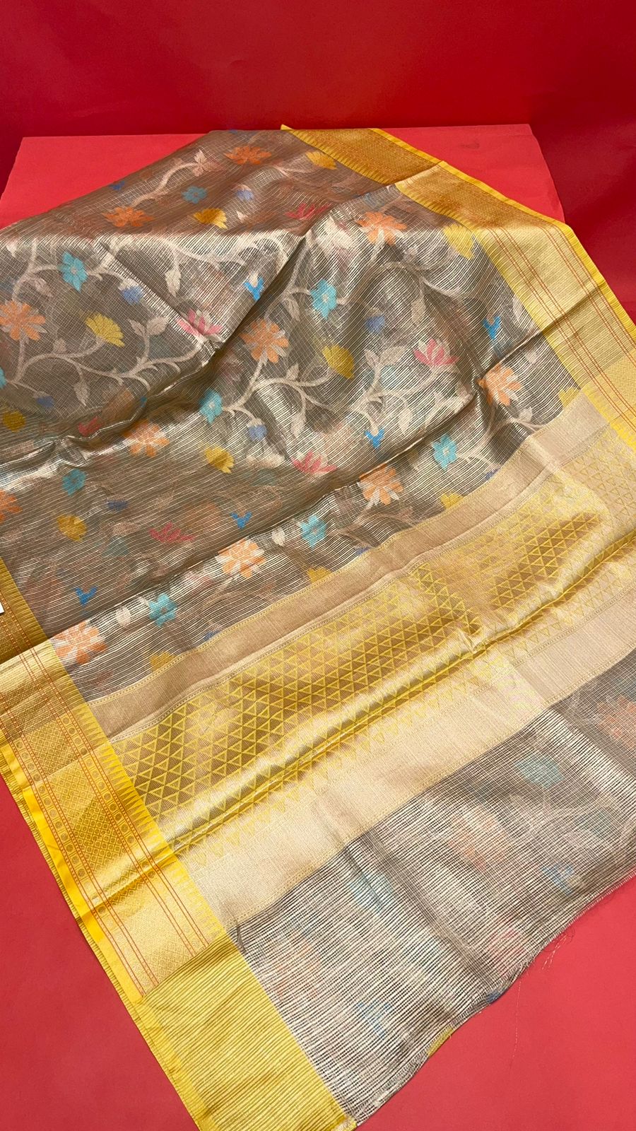 Green Cotton Blend Banarasi Sarees For Women GEHKR 106