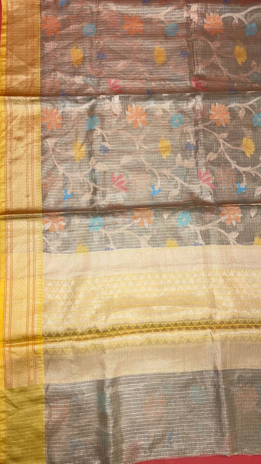 Green Cotton Blend Banarasi Sarees For Women GEHKR 106